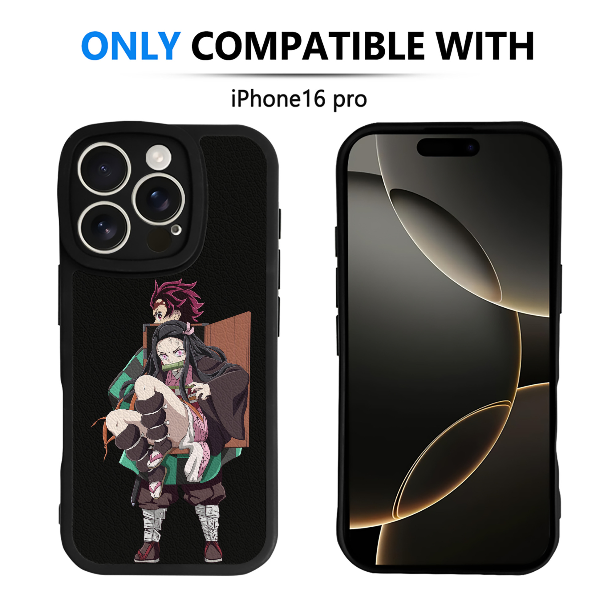 （画像用） 鬼滅の刃（きめつのやいば）竈門 禰󠄀豆子／かまど ねずこ Kamado Nezuko 【iPhone 16シリーズ対応】シリコンスマホケース（レザー調） 材質：シリコン